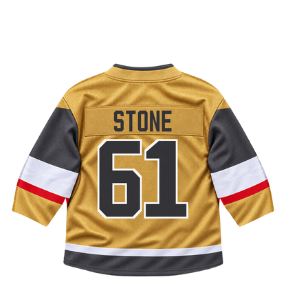 Vegas Golden Knights STONE #61 jersey keychain artwork preview. Jersey keychain design. Attachment hardware is supplied with the finished acrylic keychain.