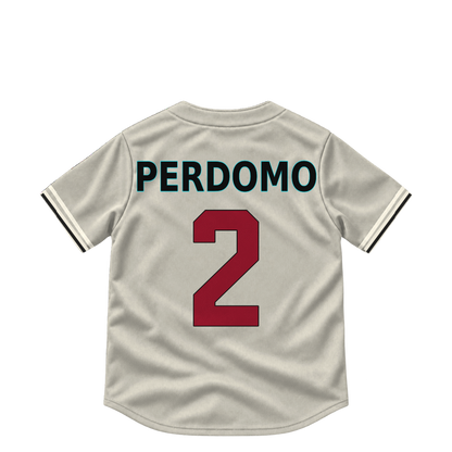 Arizona Diamondbacks jersey keychain — Geraldo Perdomo #2. Exact saved player artwork preview.