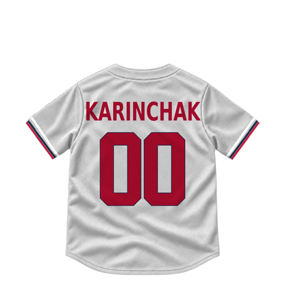 Atlanta Braves jersey keychain — James Karinchak #00. Exact saved player artwork preview.