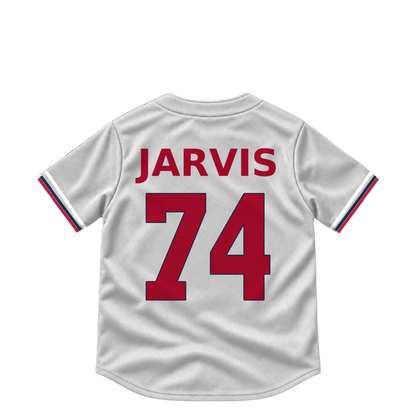 Atlanta Braves jersey keychain — Jim Jarvis #74. Exact saved player artwork preview.