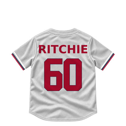 Atlanta Braves jersey keychain — JR Ritchie #60. Exact saved player artwork preview.
