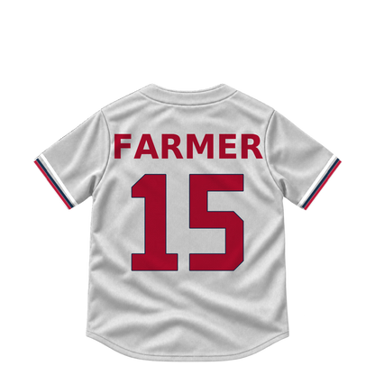 Atlanta Braves jersey keychain — Kyle Farmer #15. Exact saved player artwork preview.