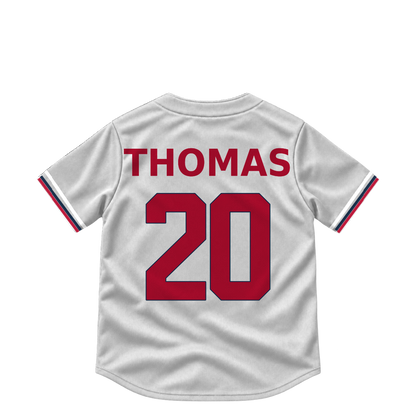 Atlanta Braves jersey keychain — Lane Thomas #20. Exact saved player artwork preview.