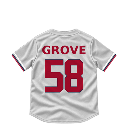 Atlanta Braves jersey keychain — Michael Grove #58. Exact saved player artwork preview.