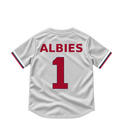 Atlanta Braves jersey keychain — Ozzie Albies #1. Exact saved player artwork preview.