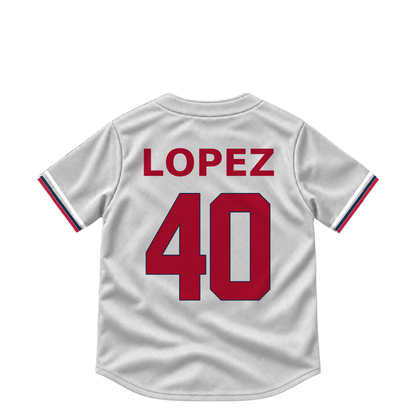 Atlanta Braves jersey keychain — Reynaldo Lopez #40. Exact saved player artwork preview.