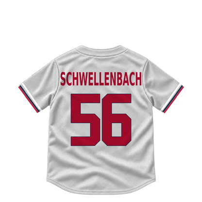 Atlanta Braves jersey keychain — Spencer Schwellenbach #56. Exact saved player artwork preview.