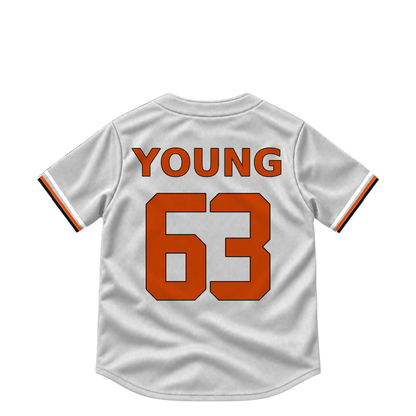 Baltimore Orioles jersey keychain — Brandon Young #63. Exact saved player artwork preview.