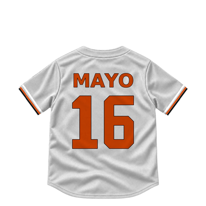Baltimore Orioles jersey keychain — Coby Mayo #16. Exact saved player artwork preview.