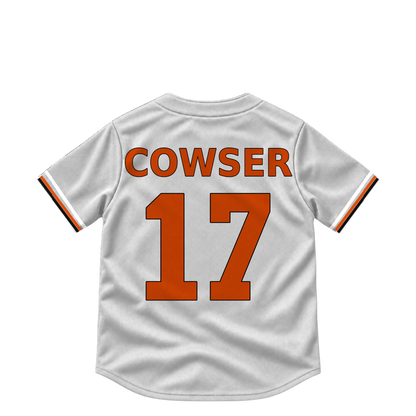 Baltimore Orioles jersey keychain — Colton Cowser #17. Exact saved player artwork preview.