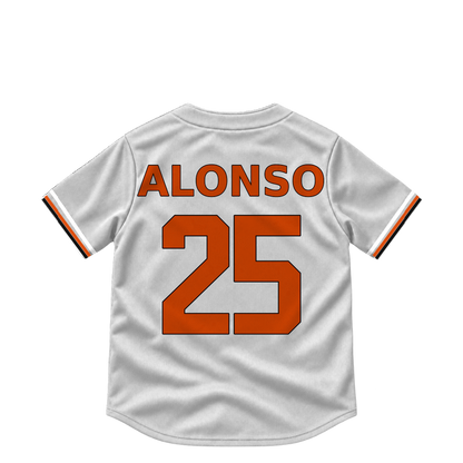 Baltimore Orioles jersey keychain — Pete Alonso #25. Exact saved player artwork preview.