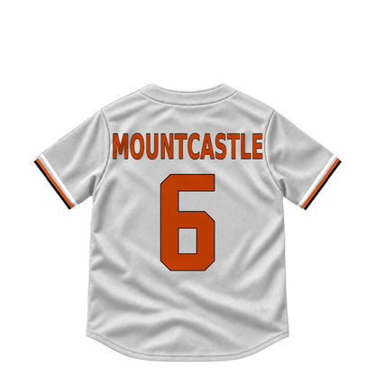 Baltimore Orioles jersey keychain — Ryan Mountcastle #6. Exact saved player artwork preview.