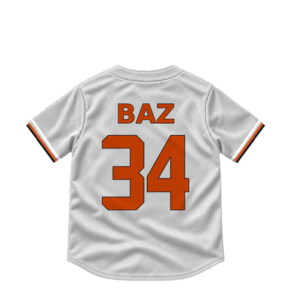 Baltimore Orioles jersey keychain — Shane Baz #34. Exact saved player artwork preview.