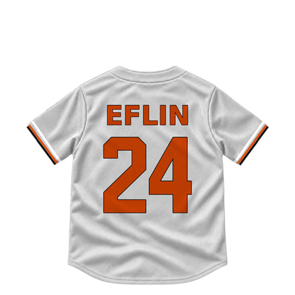 Baltimore Orioles jersey keychain — Zach Eflin #24. Exact saved player artwork preview.