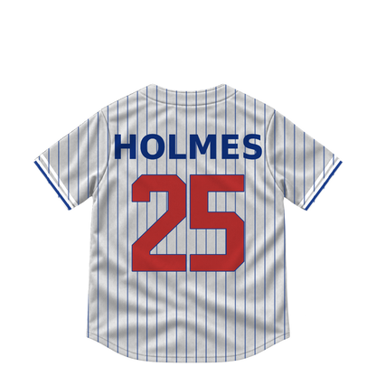 Chicago Cubs jersey keychain — Clay Holmes #25. Exact saved player artwork preview.