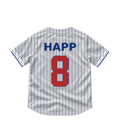 Chicago Cubs jersey keychain — Ian Happ #8. Exact saved player artwork preview.