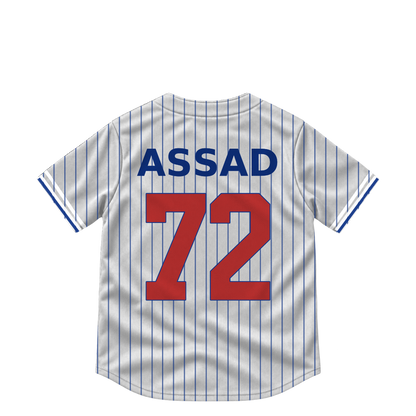 Chicago Cubs jersey keychain — Javier Assad #72. Exact saved player artwork preview.