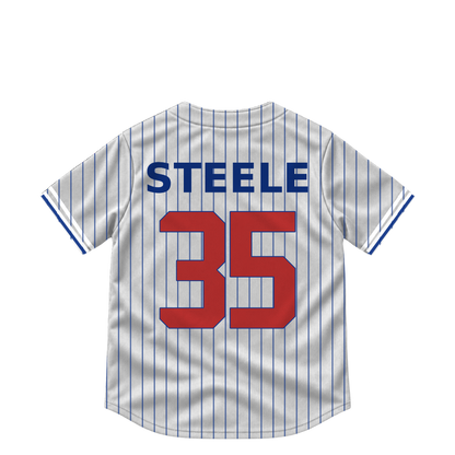 Chicago Cubs jersey keychain — Justin Steele #35. Exact saved player artwork preview.