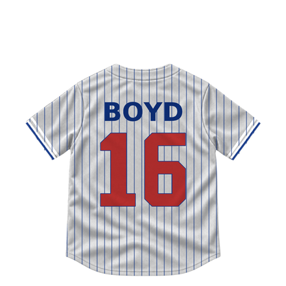 Chicago Cubs jersey keychain — Matthew Boyd #16. Exact saved player artwork preview.