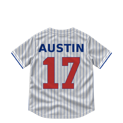Chicago Cubs jersey keychain — Tyler Austin #17. Exact saved player artwork preview.