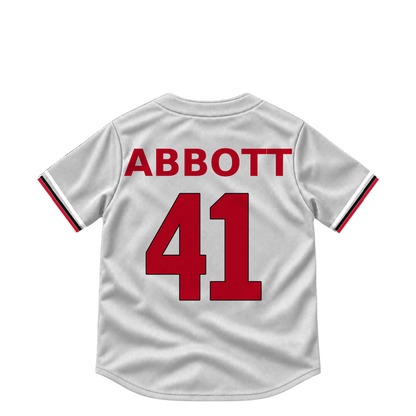 Cincinnati Reds jersey keychain — Andrew Abbott #41. Exact saved player artwork preview.