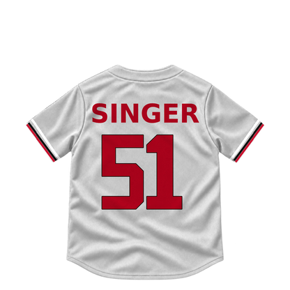 Cincinnati Reds jersey keychain — Brady Singer #51. Exact saved player artwork preview.