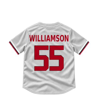 Cincinnati Reds jersey keychain — Brandon Williamson #55. Exact saved player artwork preview.