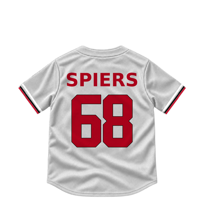 Cincinnati Reds jersey keychain — Carson Spiers #68. Exact saved player artwork preview.