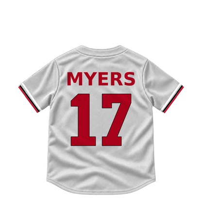 Cincinnati Reds jersey keychain — Dane Myers #17. Exact saved player artwork preview.