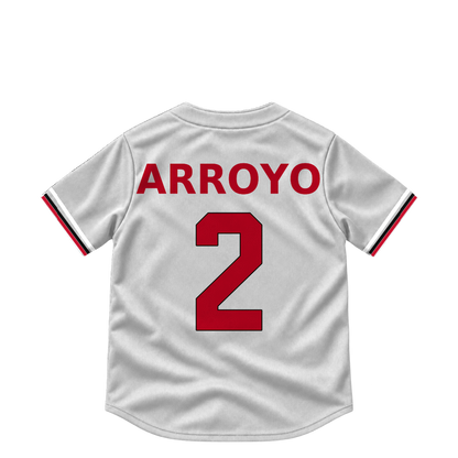 Cincinnati Reds jersey keychain — Edwin Arroyo #2. Exact saved player artwork preview.