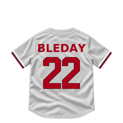 Cincinnati Reds jersey keychain — JJ Bleday #22. Exact saved player artwork preview.