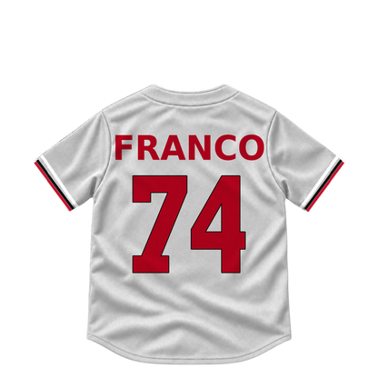 Cincinnati Reds jersey keychain — Jose Franco #74. Exact saved player artwork preview.