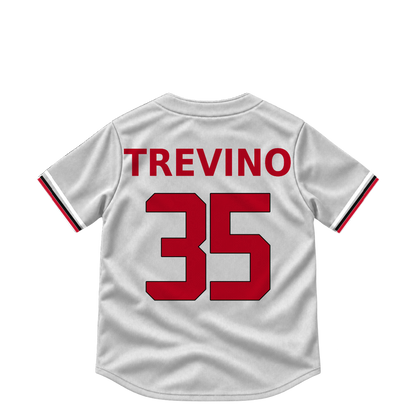 Cincinnati Reds jersey keychain — Jose Trevino #35. Exact saved player artwork preview.