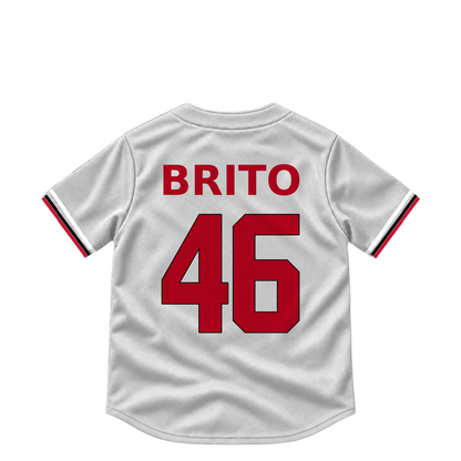 Cincinnati Reds jersey keychain — Juan Brito #46. Exact saved player artwork preview.