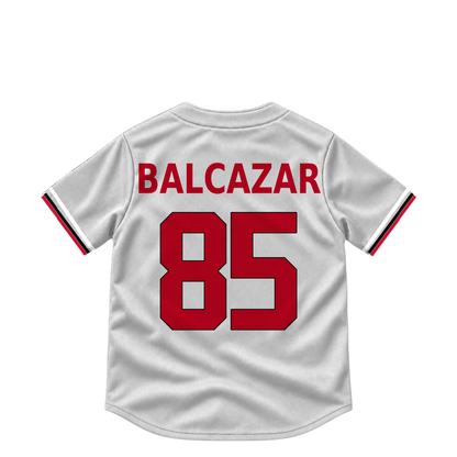 Cincinnati Reds jersey keychain — Leo Balcazar #85. Exact saved player artwork preview.