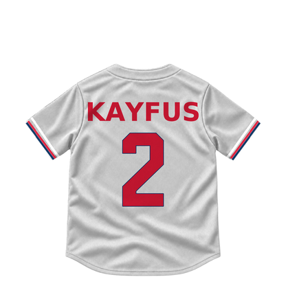 Cleveland Guardians jersey keychain — CJ Kayfus #2. Exact saved player artwork preview.