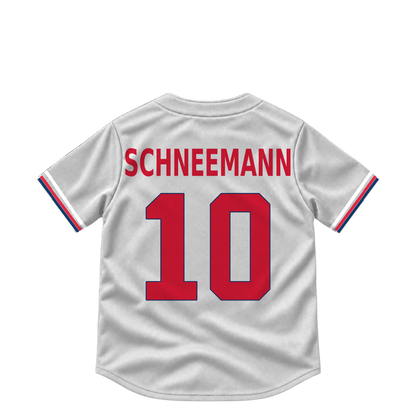 Cleveland Guardians jersey keychain — Daniel Schneemann #10. Exact saved player artwork preview.