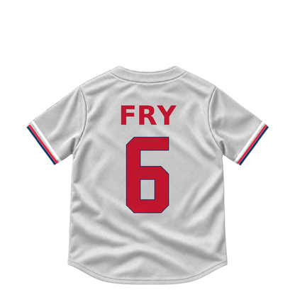 Cleveland Guardians jersey keychain — David Fry #6. Exact saved player artwork preview.