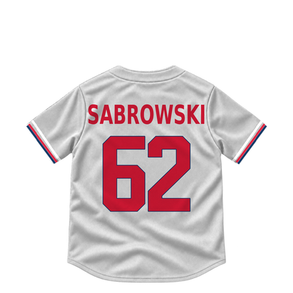Cleveland Guardians jersey keychain — Erik Sabrowski #62. Exact saved player artwork preview.