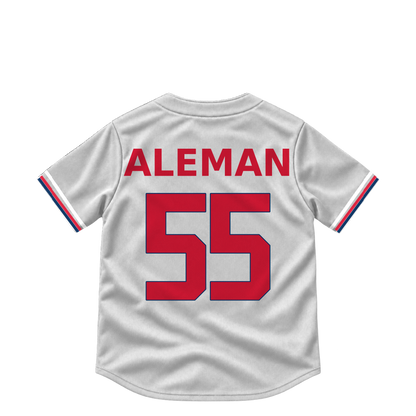 Cleveland Guardians jersey keychain — Franco Aleman #55. Exact saved player artwork preview.