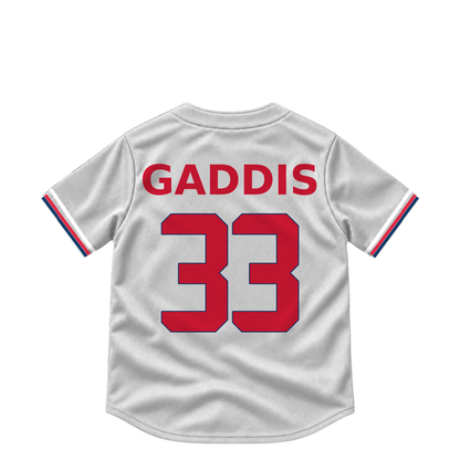 Cleveland Guardians jersey keychain — Hunter Gaddis #33. Exact saved player artwork preview.