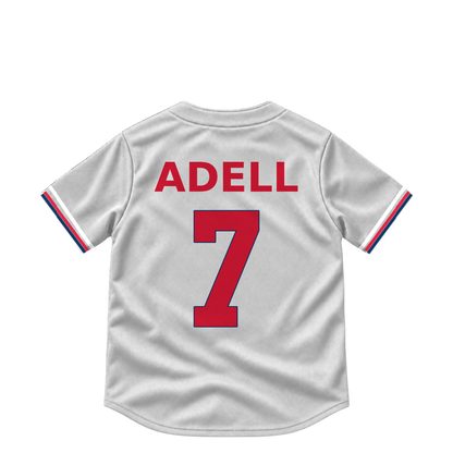 Cleveland Guardians jersey keychain — Jo Adell #7. Exact saved player artwork preview.