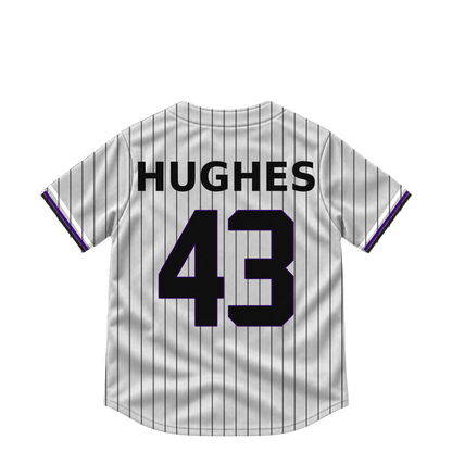 Colorado Rockies jersey keychain — Gabriel Hughes #43. Exact saved player artwork preview.