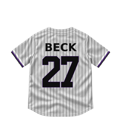 Colorado Rockies jersey keychain — Jordan Beck #27. Exact saved player artwork preview.