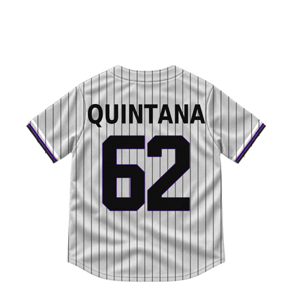 Colorado Rockies jersey keychain — Jose Quintana #62. Exact saved player artwork preview.