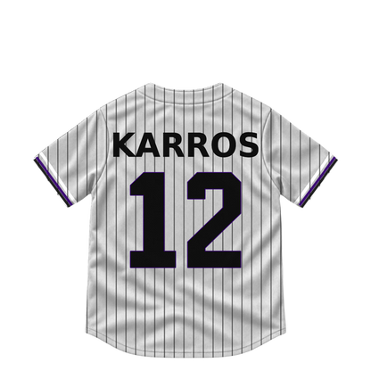 Colorado Rockies jersey keychain — Kyle Karros #12. Exact saved player artwork preview.
