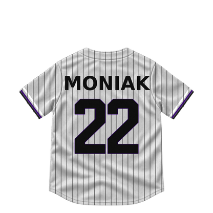 Colorado Rockies jersey keychain — Mickey Moniak #22. Exact saved player artwork preview.