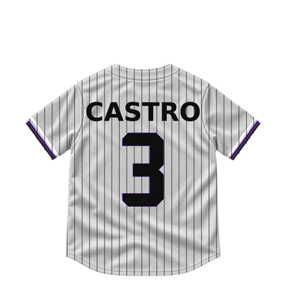 Colorado Rockies jersey keychain — Willi Castro #3. Exact saved player artwork preview.