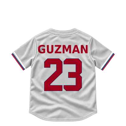Los Angeles Angels jersey keychain — Denzer Guzman #23. Exact saved player artwork preview.