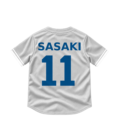 Los Angeles Dodgers jersey keychain — Roki Sasaki #11. Exact saved player artwork preview.